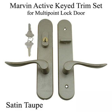 Marvin Active Keyed Handle Set Trimset with interior thumbturn - Satin Taupe